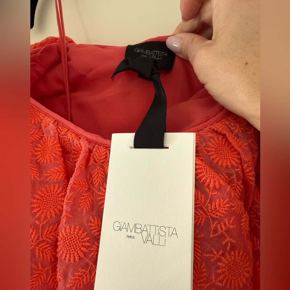 Giambattista Valli Ruffled One-Shoulder Coral Dress NWT Sz 8 - Picture 7 of 9